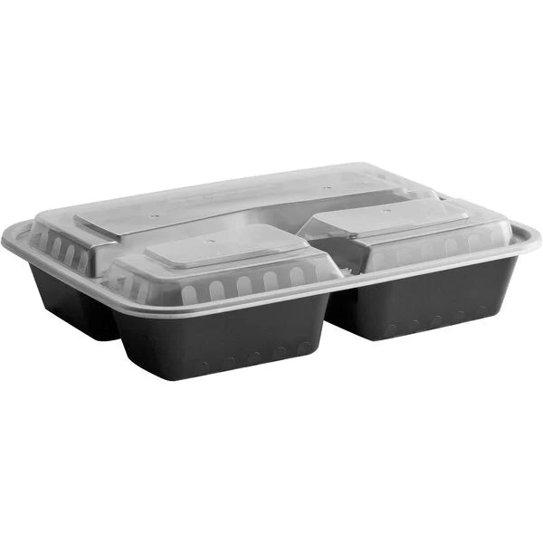 33 oz Black Rectangle 3 Compartment