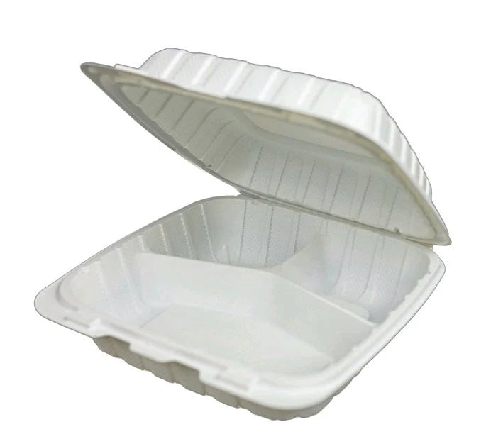 White Plastic Hinged Lid 3 Compartment CX 8003