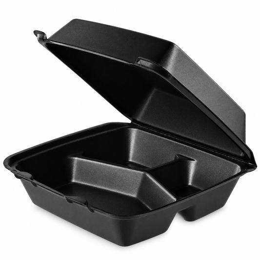 Dart 85HTB3R Foam Hinged Lid Container 3 compartment