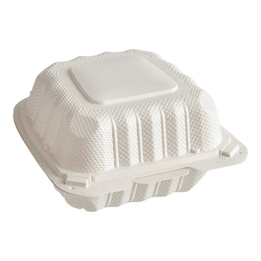 Microwavable White Plastic Hinged Lid 1 Comp CX 6X6