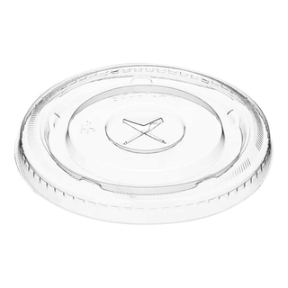 Clear Pet Lid Flat 9/12 oz 92-93mm Straw Slot