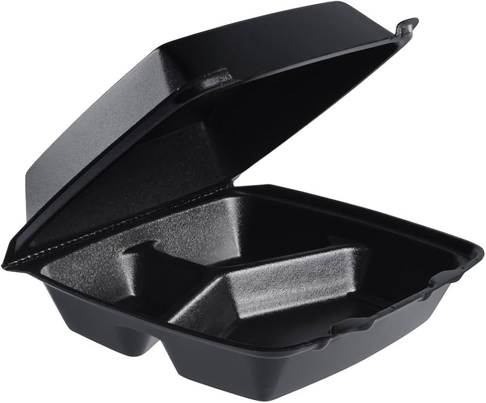 Dart 85HTB3R Foam Hinged Lid Container 3 compartment