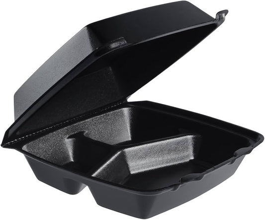 Dart 85HTB3R Foam Hinged Lid Container 3 compartment