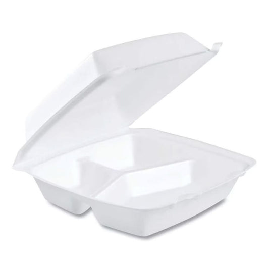 White Plastic Hinged Lid 3 Compartment CS 9003