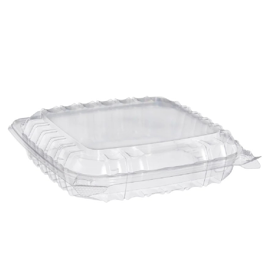 Clear Hinged Lid Container Shallow 8×8×2