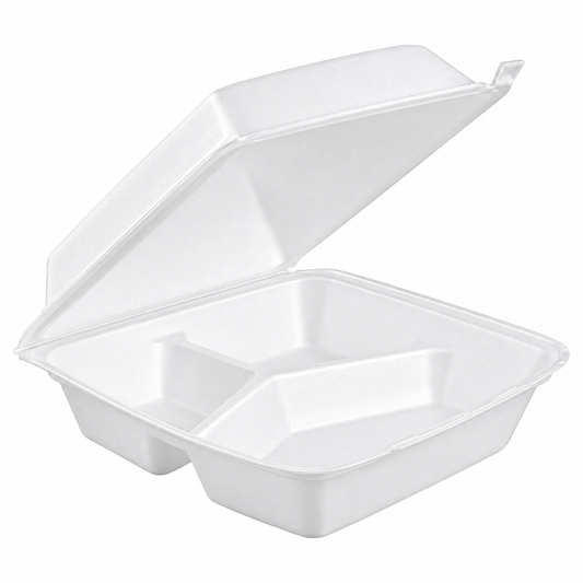 Foam Pak FP M8003 Medium Hinged Lid 3 Comp