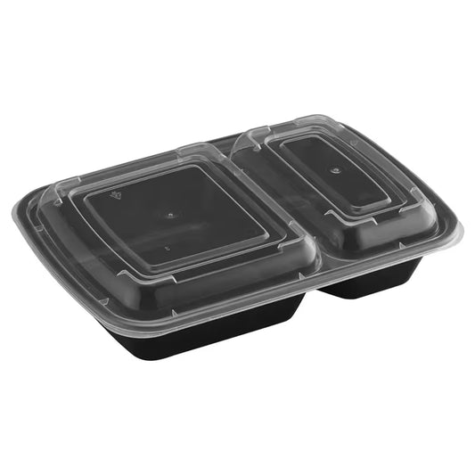 32 oz Black Rectangle 2 Compartment